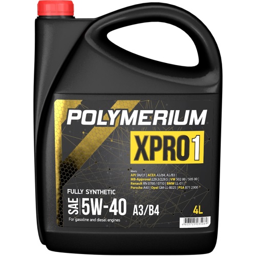 масло Polimerium XPRO1 5W-40 A3/B4 синтетическое для автомобилей 4 л (4) 
